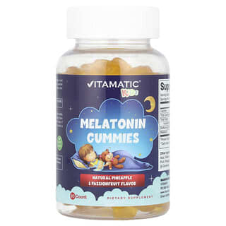 Vitamatic, Kids, Melatonin Gummies, Melatonin-Fruchtgummis für Kinder, Ananas und Passionsfrucht, 90 Stück