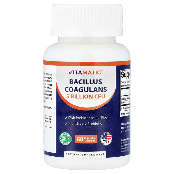 Vitamatic, Bacillus Coagulans, 5 miljard CFU, 60 plantaardige capsules