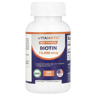 Vitamatic, Biotine, Puissance maximale, 10 000 µg, 365 comprimés