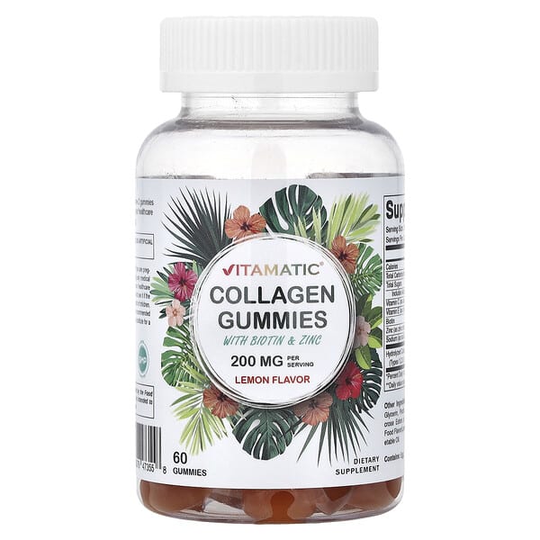 Collagen Gummies With Biotin & Zinc, Lemon, 60 Gummies