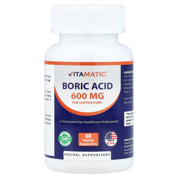 Vitamatic, Acido borico, 600 mg, 60 supposte vaginali