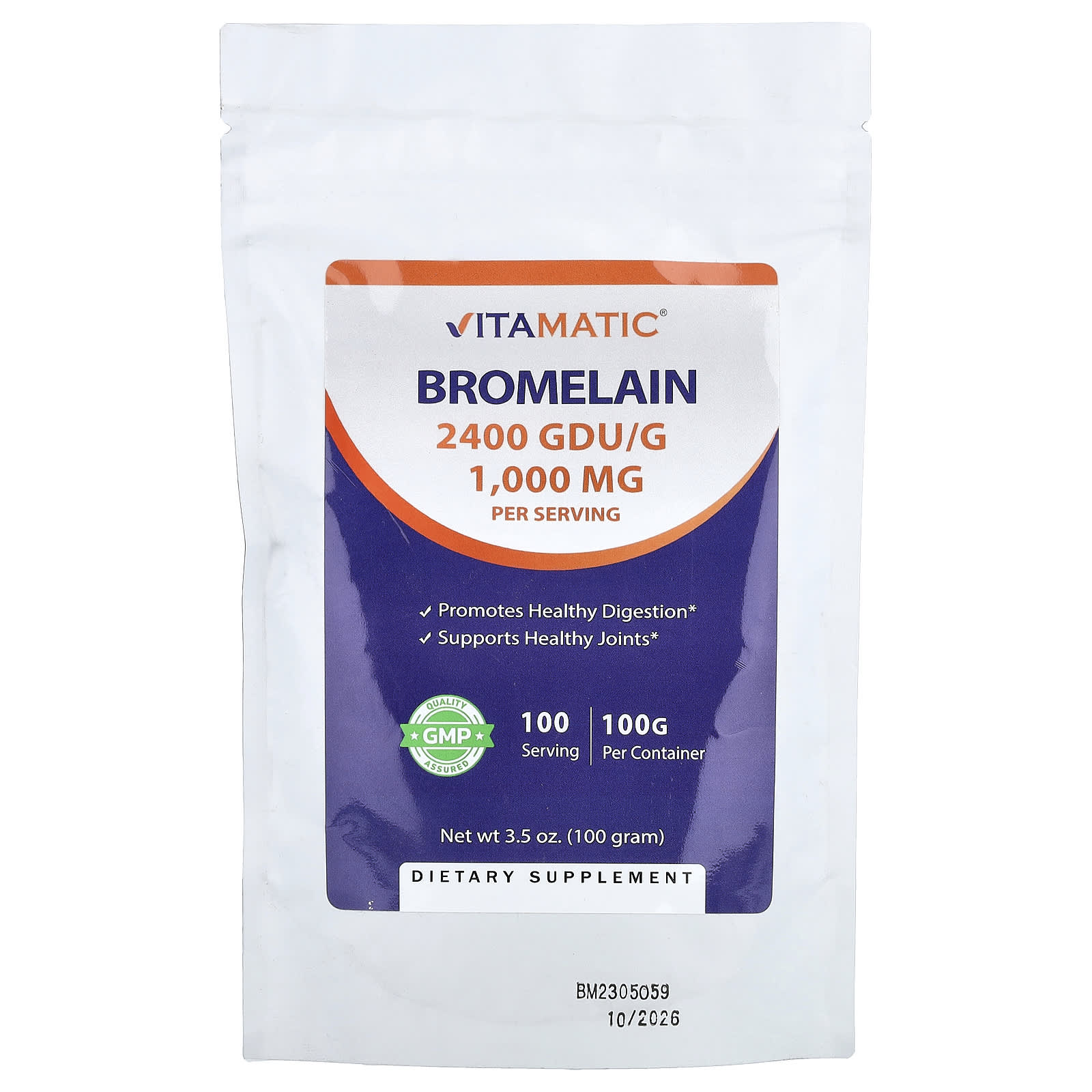 Vitamatic, бромелаин, 100 г (3,5 унции)