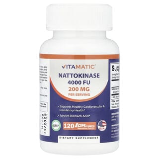 Vitamatic, Nattokinaza, 200 mg, 120 kapsułek hypromelozowych DRcaps® (100 mg na kapsułkę)