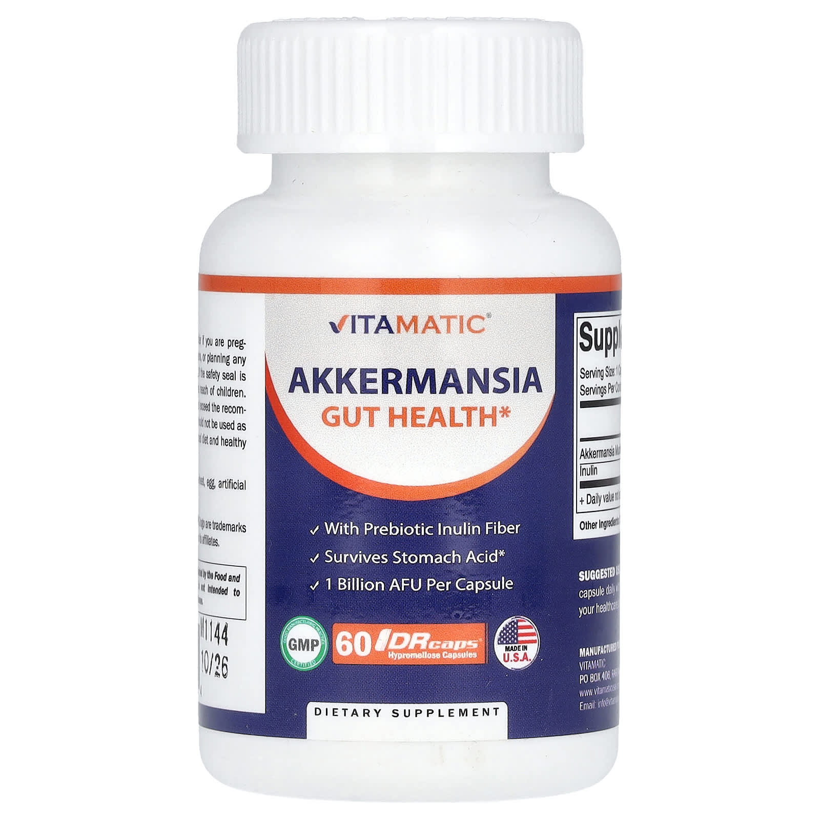 Vitamatic, アッカーマンシア、10億AFU、DRカプセル60粒