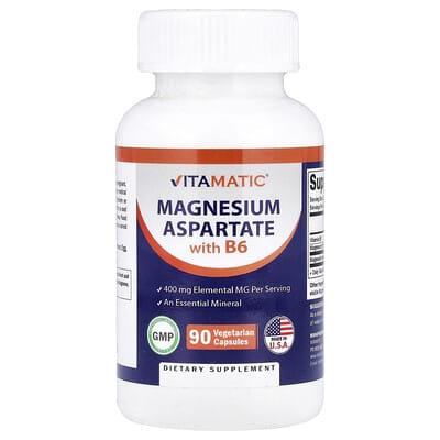 Vitamatic, B6 Magnesium Aspartate, 90 Vegetarian Capsules