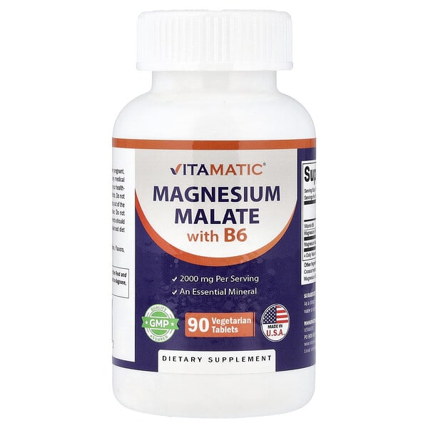 Vitamatic Magnesium Malate with B6, 90 Vegetarian Tablets