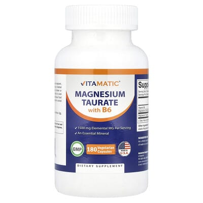 Vitamatic, Magnesium Taurate B6, 180 Vegetarian Capsules