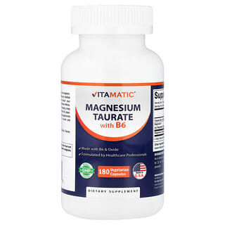 Vitamatic, Taurate de magnésium avec vitamine B6, 180 capsules végétariennes