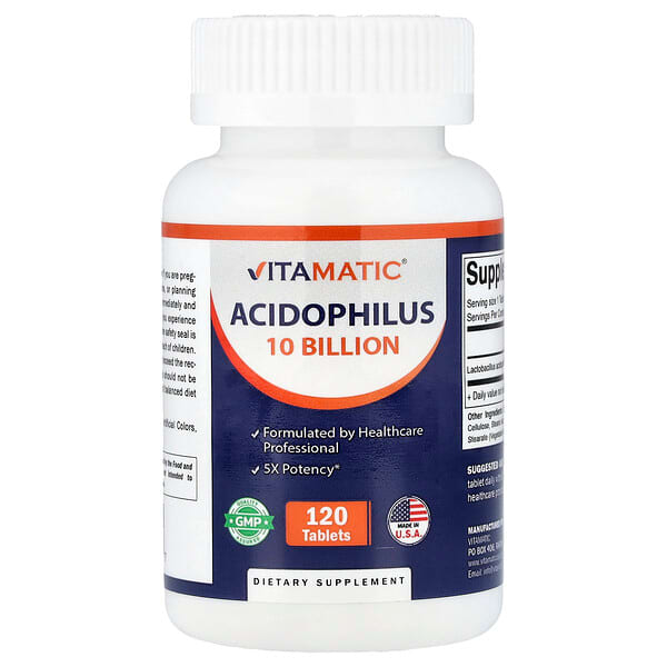 Vitamatic, Acidophilus, 10 Billion CFU, 120 Tablets