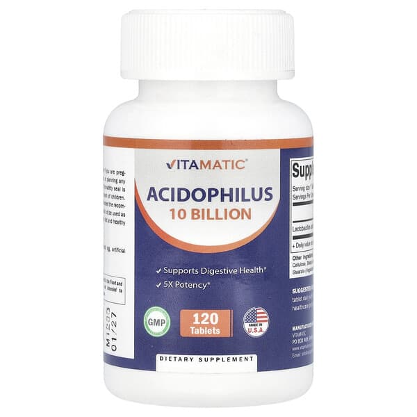 Vitamatic Acidophilus, 10 Billion CFU, 120 Tablets