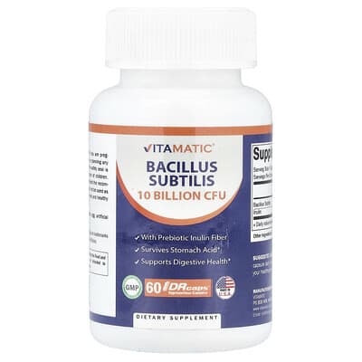 Vitamatic, Bacillus subtilis, 60 DRcaps® Hydroxypropyl Methylcellulose Capsules