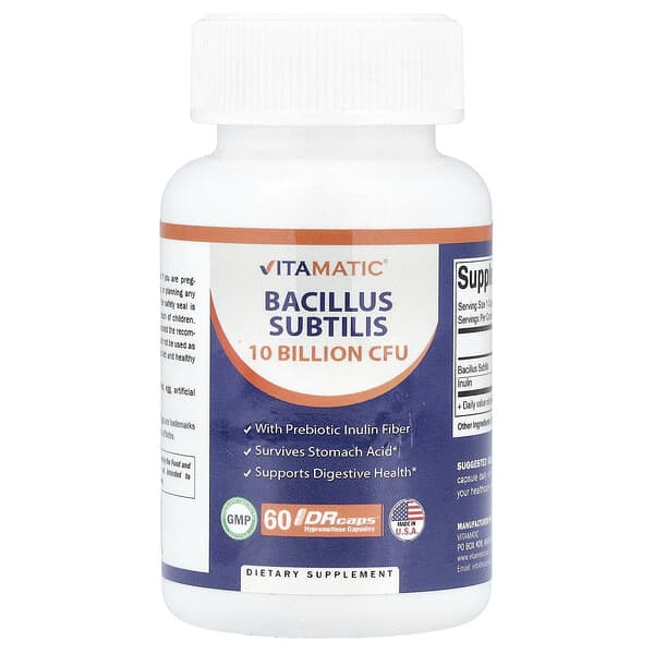 Vitamatic, 枯草芽孢杆菌，60 粒 DRcaps® 羥丙基甲基纖維素膠囊