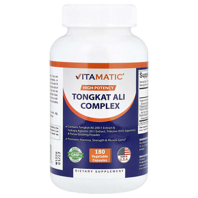 Vitamatic, Tongkat Ali Complex, Extra Strength, 180 Vegetarian Capsules