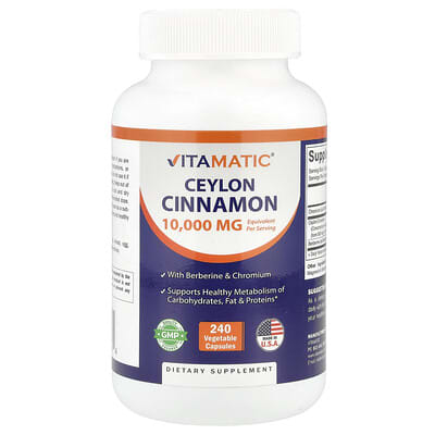 Vitamatic, Ceylon Cinnamon, 240 Vegetarian Capsules