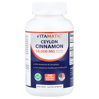 Vitamatic, Cannella di Ceylon, 10.000 mg, 240 capsule vegetali (5.000 mg per capsula)