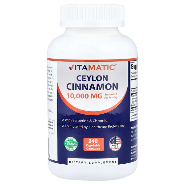 Vitamatic, Cynamon cejloński, 10 000 mg, 240 kapsułek roślinnych (5000 mg na kapsułkę)