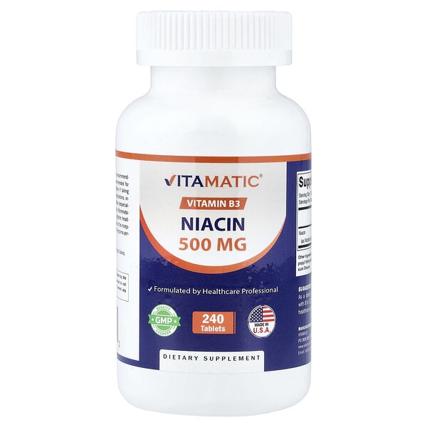 Vitamatic‏, ניאצין, 500 מ"ג, 240 טבליות