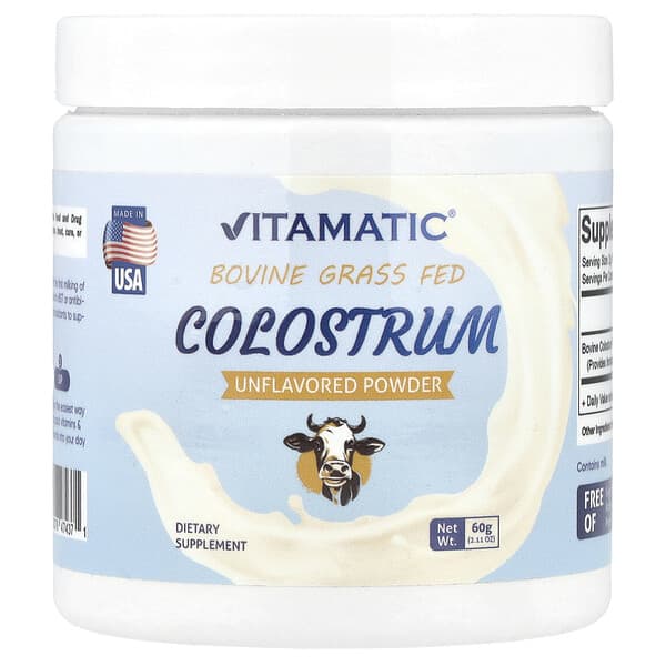 Bovine Grass Fed Colostrum, Unflavored, 2.11 oz (60 g)