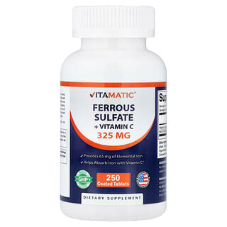 Vitamatic, Sulfato ferroso más vitamina C, 250 comprimidos recubiertos