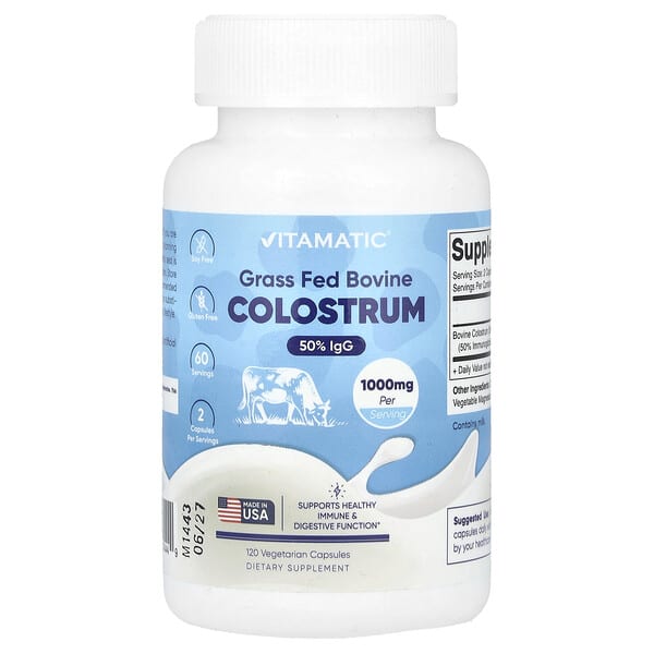 Grass Fed Bovine Colostrum, 120 Vegetarian Capsules (500 mg per Capsule)