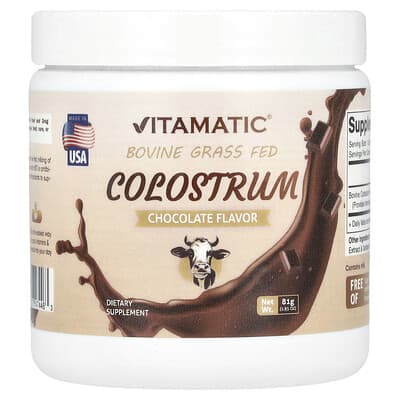 Vitamatic, Grass-Fed Colostrum, Chocolate Flavor, 2.85 oz (81 g)