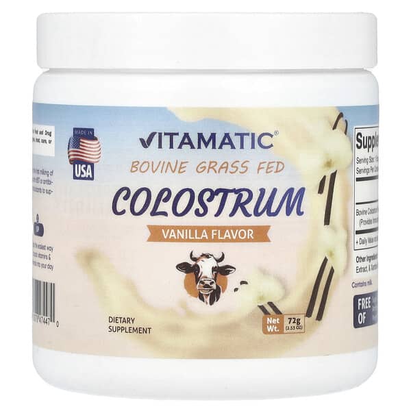 Bovine Grass Fed Colostrum, Vanilla, 2.53 oz (72 g)