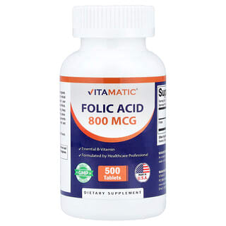 Vitamatic, फोलिक एसिड, 800 mcg, 500 टैबलेट