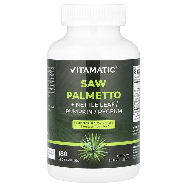 Vitamatic, 鋸棕櫚 + 蕁麻葉/南瓜/非洲刺李，180 粒素食膠囊