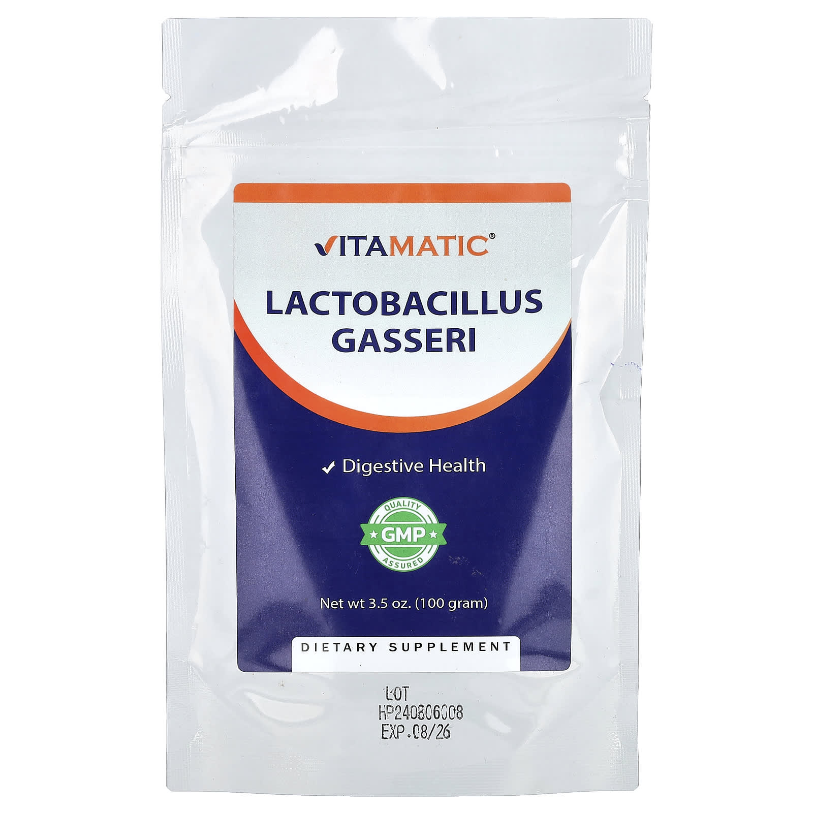 Vitamatic, лактобактерии гассери, 100 г (3,5 унции)