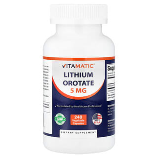 Vitamatic, Orotate de lithium, 5 mg, 240 capsules végétales
