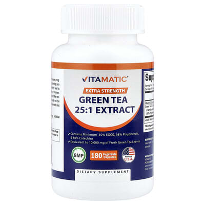 Vitamatic, Green Tea Extract 25:1 Extract, 180 Vegetarian Capsules