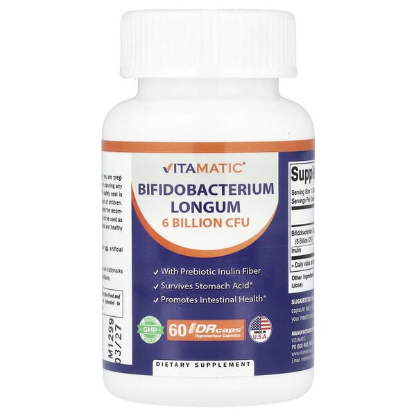 Vitamatic, 長雙歧杆菌，60 億 CFU，60 粒 DRcaps® 羥丙基甲基纖維素膠囊