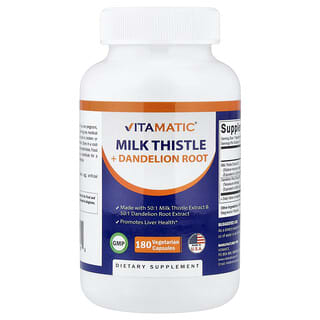 Vitamatic, Milk Thistle + Dandelion Root, 180 Vegetarian Capsules