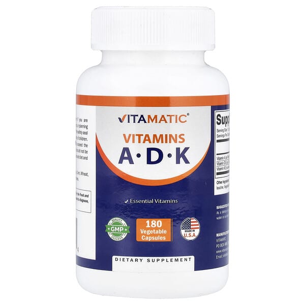 Vitamins A, D, K, 180 Vegetable Capsules