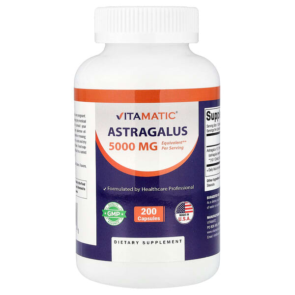 Vitamatic, Астрагал, 5000 мг, 200 вегетарианских капсул