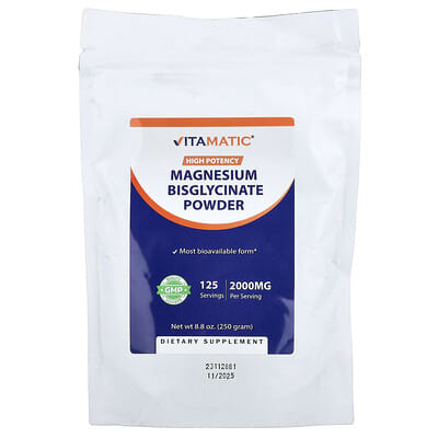 Vitamatic, Magnesium Bisglycinate Powder, Extra Strength, 8.8 oz (250 g)
