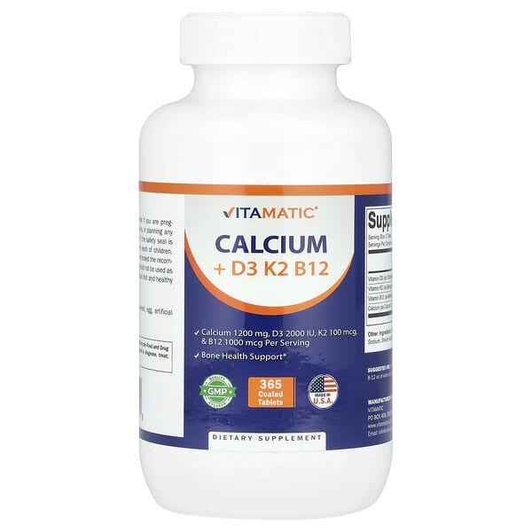 Calcium + D3, K2, B12, 365 Coated Tablets