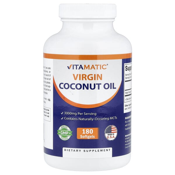 Virgin Coconut Oil, 180 Softgels (1,000 mg per Softgel)