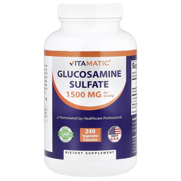 Vitamatic Glucosamine Sulfate, 240 Vegetable Capsules (750 mg per Capsule)