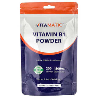 Vitamatic, Vitamin B1 Powder, Unflavored, Vitamin-B1-Pulver, geschmacksneutral, 100 g (3,5 oz.)