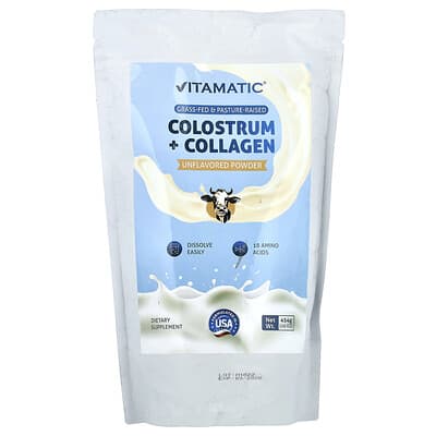 Vitamatic, Colostrum + Collagen Powder, Unflavored, 16 oz (454 g)