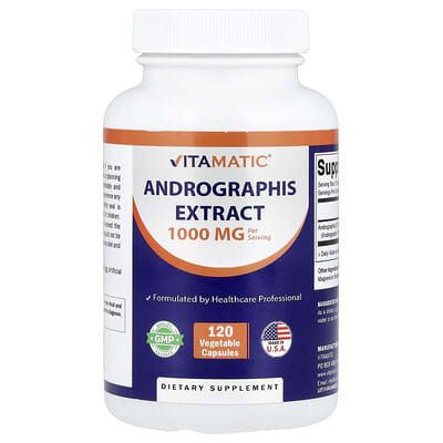 Vitamatic, Andrographis Paniculata Extract, 120 Vegetarian Capsules (500 mg per capsule)