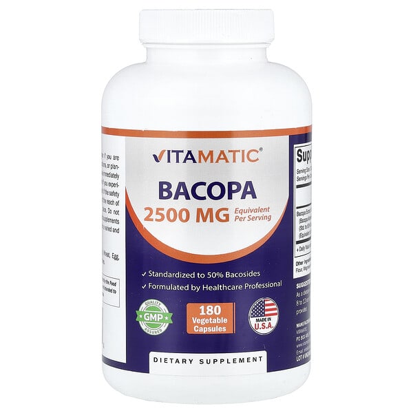 Bacopa, 180 Vegetable Capsules (1,250 mg per Capsule)