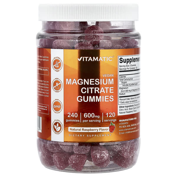 Magnesium Citrate Gummies, Natural Raspberry, 240 Gummies (300 mg per Gummy)