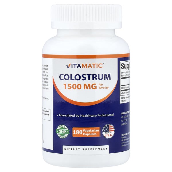 Vitamatic, Colostrum, 180 Vegetarian Capsules (250 mg per Capsule) — product photo 1