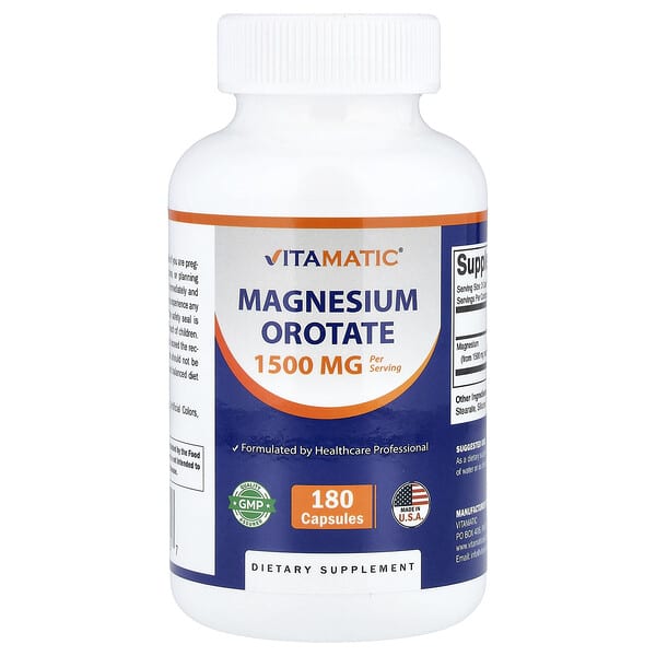 Magnesium Orotate, 180 Capsules (500 mg per Capsule)