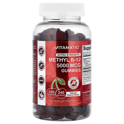 Vitamatic, Methyl B-12 Gummies, Natural Cherry, Sugar Free, 240 Gummies (2,500 mg per Gummy)