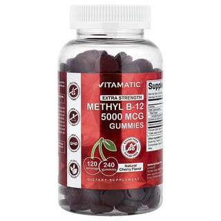 Vitamatic, метилкобаламин, без сахара, натуральная вишня, 240 жевательных таблеток