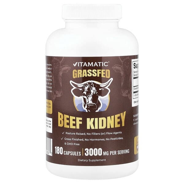 Vitamatic, Grassfed Beef Kidney, 180 Capsules (500 mg per Capsule) — product photo 1