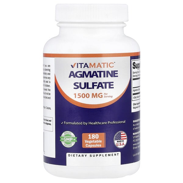 Agmatine Sulfate, 180 Vegetable Capsules (500 mg per Capsule)